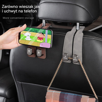 Podwójny hak, większa pojemność 🚗 Wieszak z zamszu Suede 😍 Uporządkuje auto 😊 Możliwość zmiany logo.