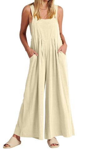 💝Damski luźny kombinezon bez rękawów bez pleców z kieszeniami