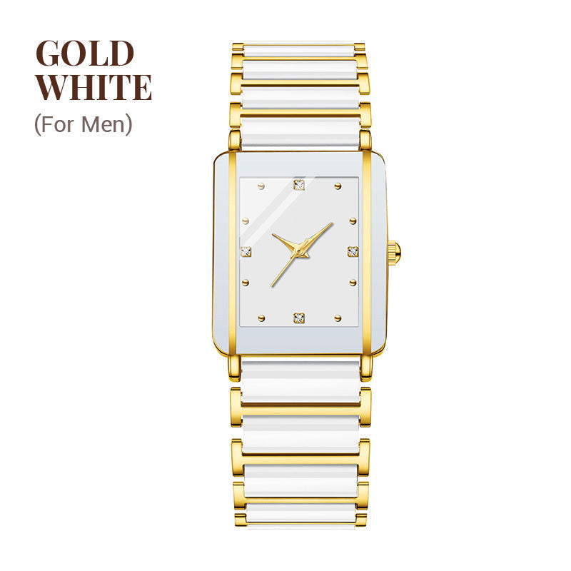 💞Modny ceramiczny kwadratowy zegarek kwarcowy⌚