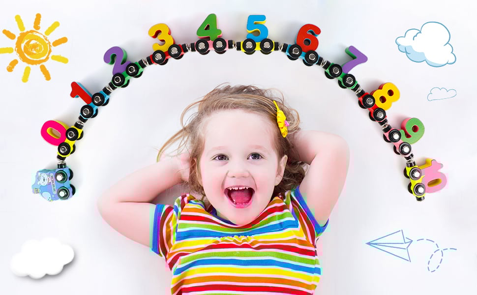 🚂Magnetyczna układanka z cyframi i literami Drewniana zabawka samochód