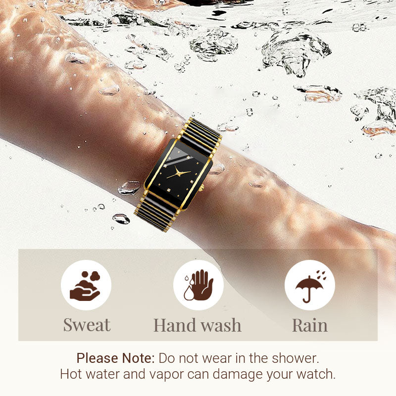 💞Modny ceramiczny kwadratowy zegarek kwarcowy⌚