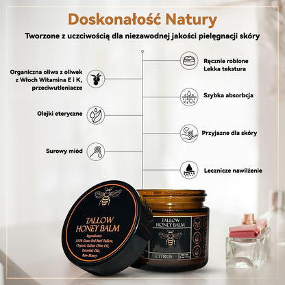 🍃 Wiosenna Wyprzedaż Pielęgnacji Skóry -49% OFF! ✨ Balsam z Tłuszczu Wołowego i Miodu – ręcznie robiony, w 100% naturalny krem nawilżający!