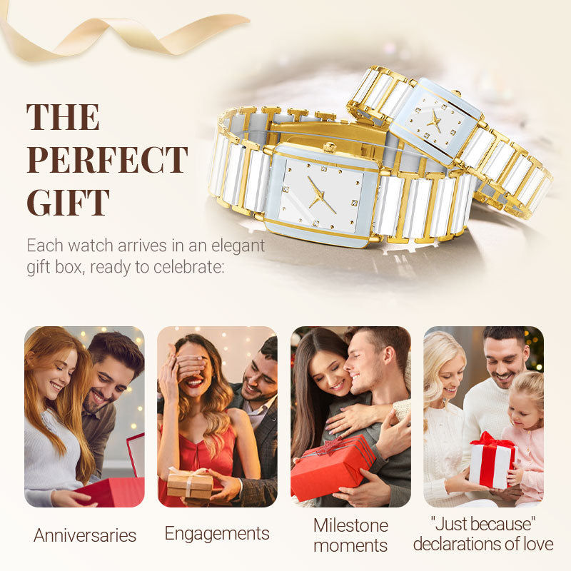 💞Modny ceramiczny kwadratowy zegarek kwarcowy⌚