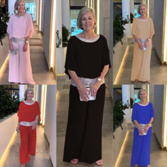 Drugi i kolejne produkty -30%!🌸2025 Elegancki dwuczęściowy zestaw Colorblock z cekinami