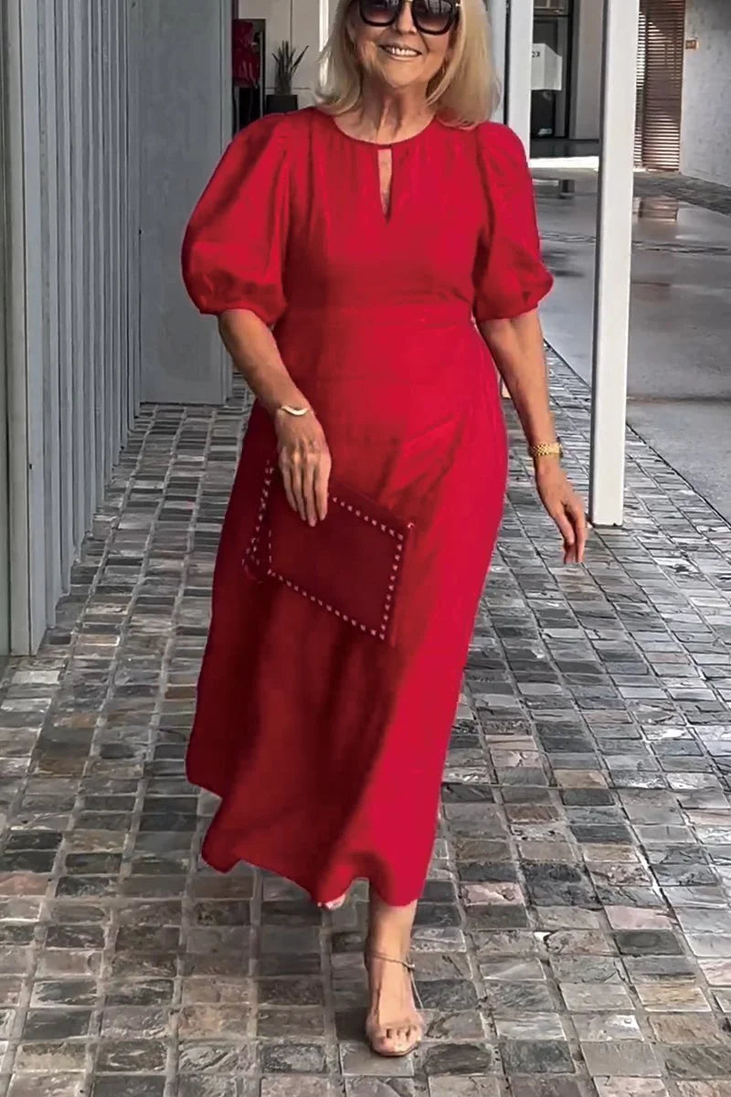 🔥👗【M-3XL】 Sukienka z bąbelkowym rękawem z solidnej bawełny i lnu