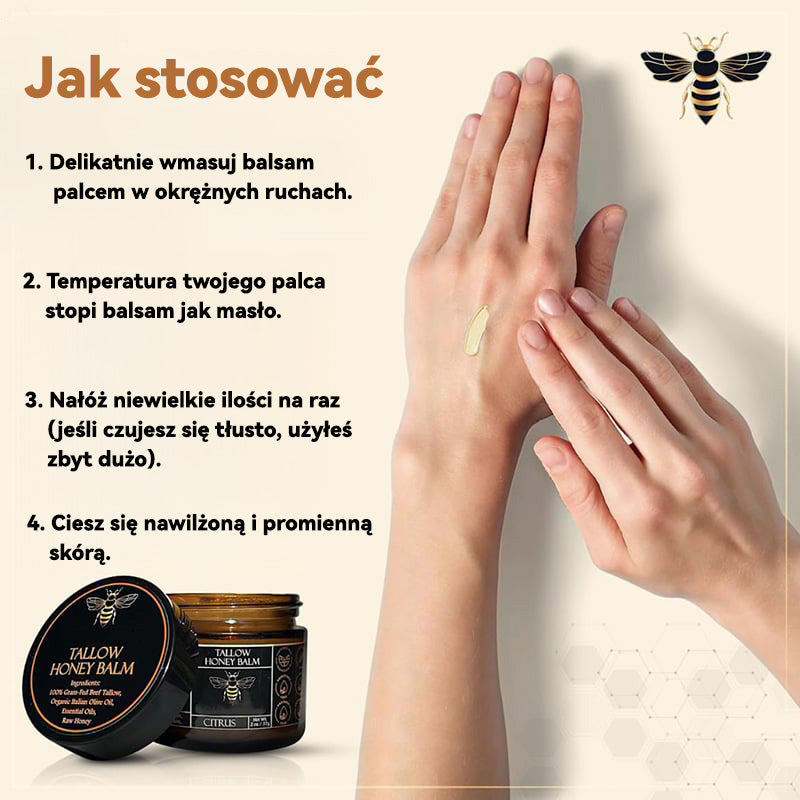 🍃 Wiosenna Wyprzedaż Pielęgnacji Skóry -49% OFF! ✨ Balsam z Tłuszczu Wołowego i Miodu – ręcznie robiony, w 100% naturalny krem nawilżający!