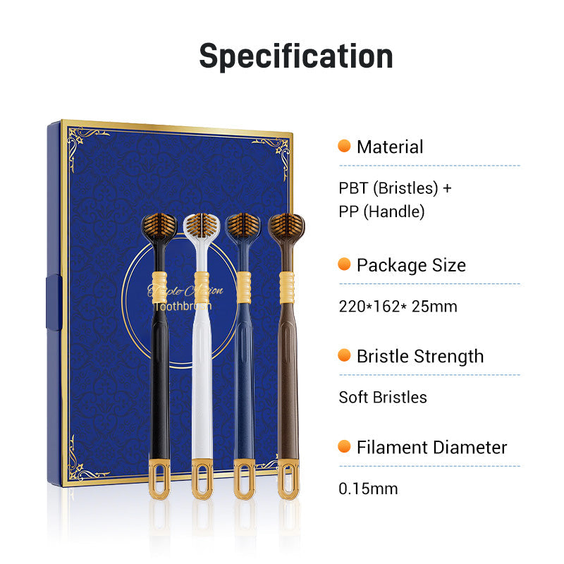 Szczoteczka do zębów z trzema główkami i wieloma kątami czyszczenia, zapewniająca bezpieczeństwo jamy ustnej🦷