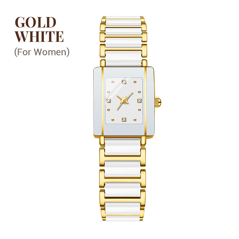 💞Modny ceramiczny kwadratowy zegarek kwarcowy⌚