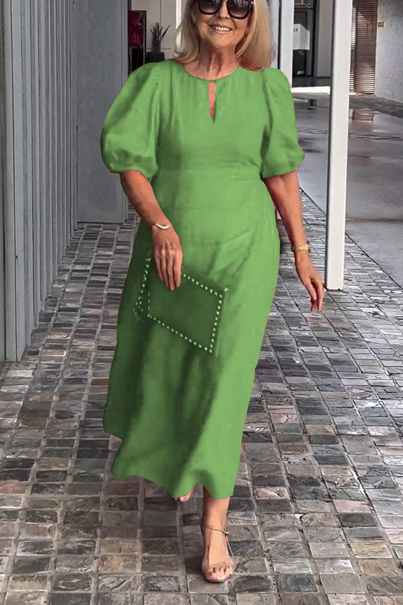 🔥👗【M-3XL】 Sukienka z bąbelkowym rękawem z solidnej bawełny i lnu