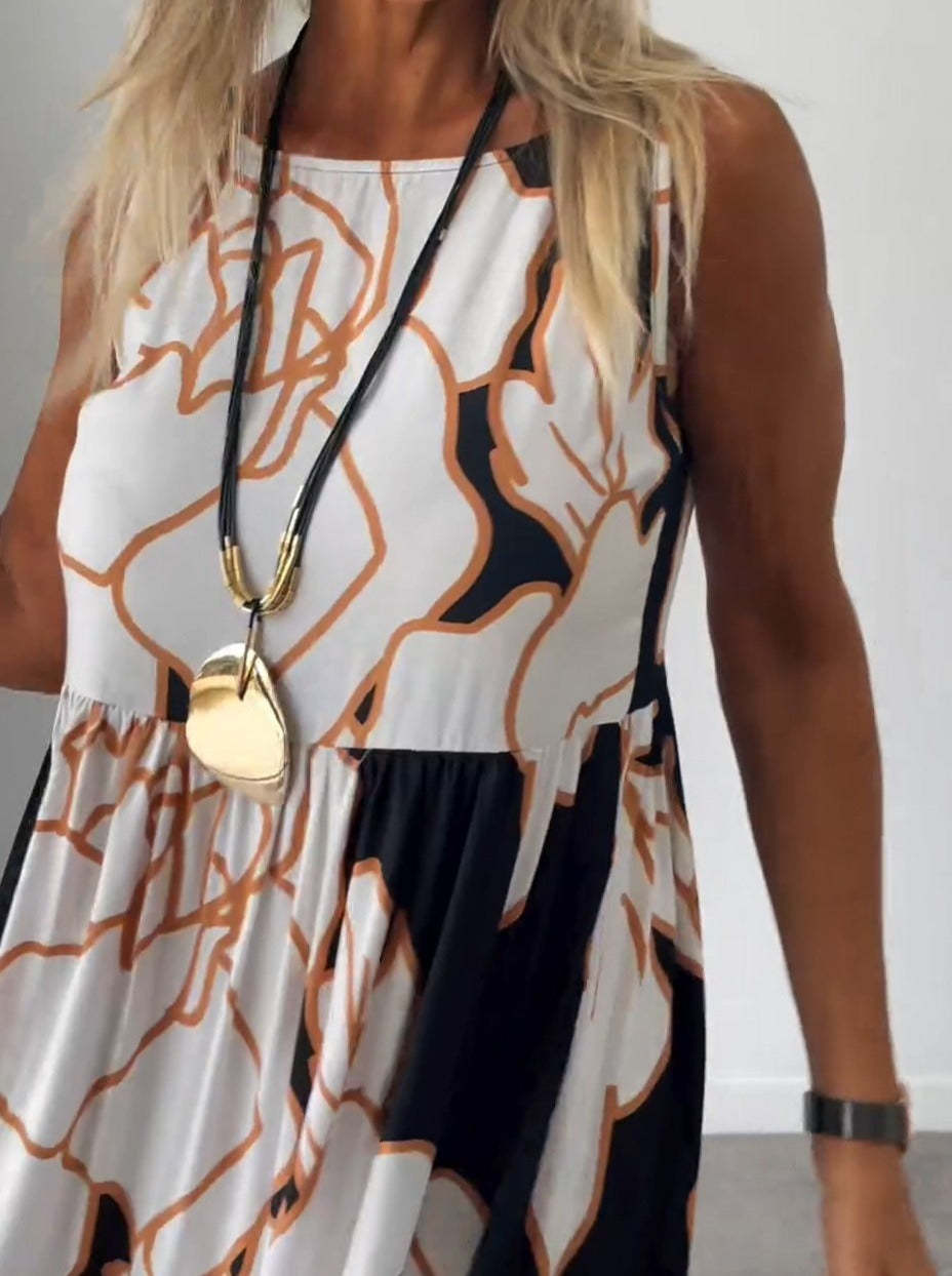 👗2025 Sukienka maxi z kwiatowym nadrukiem na ramiączkach