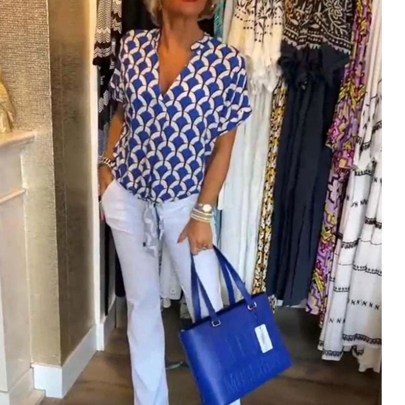 💖Casualowy top z krótkim rękawem i dekoltem V