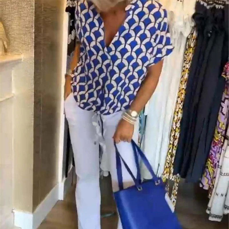 💖Casualowy top z krótkim rękawem i dekoltem V