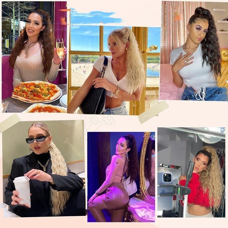 💖Kręcone, falowane, puszyste włosy z kucykiem