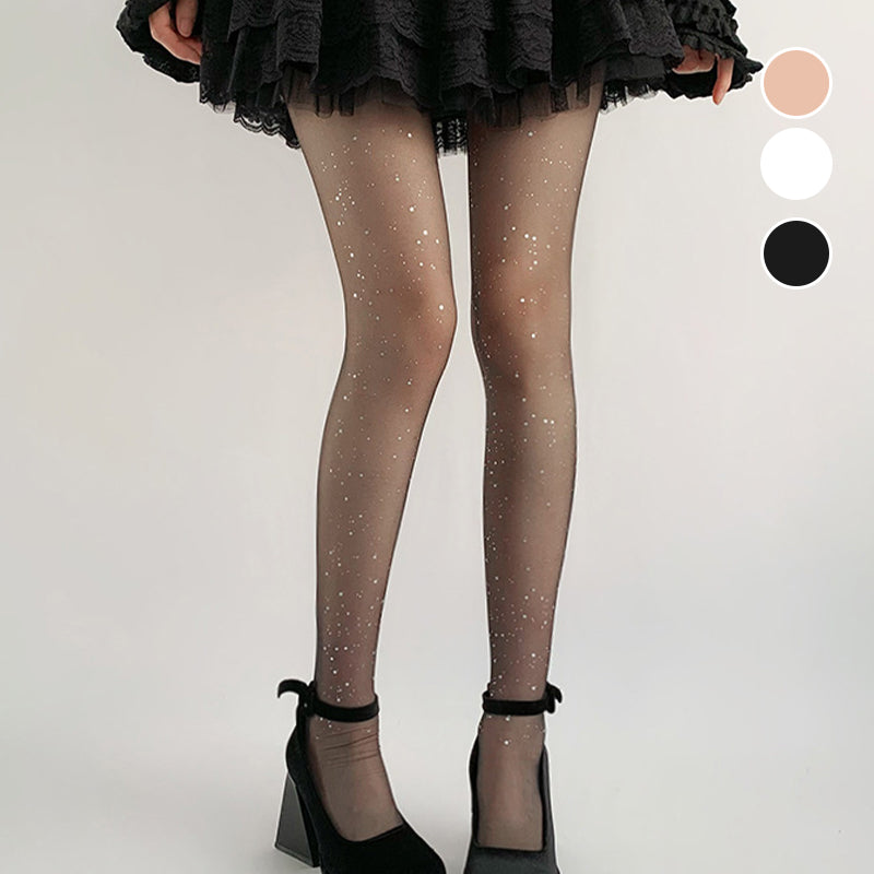 🌸 Wiosenne promocje💐 Modne, seksowne pończochy damskie z brokatem i cekinami