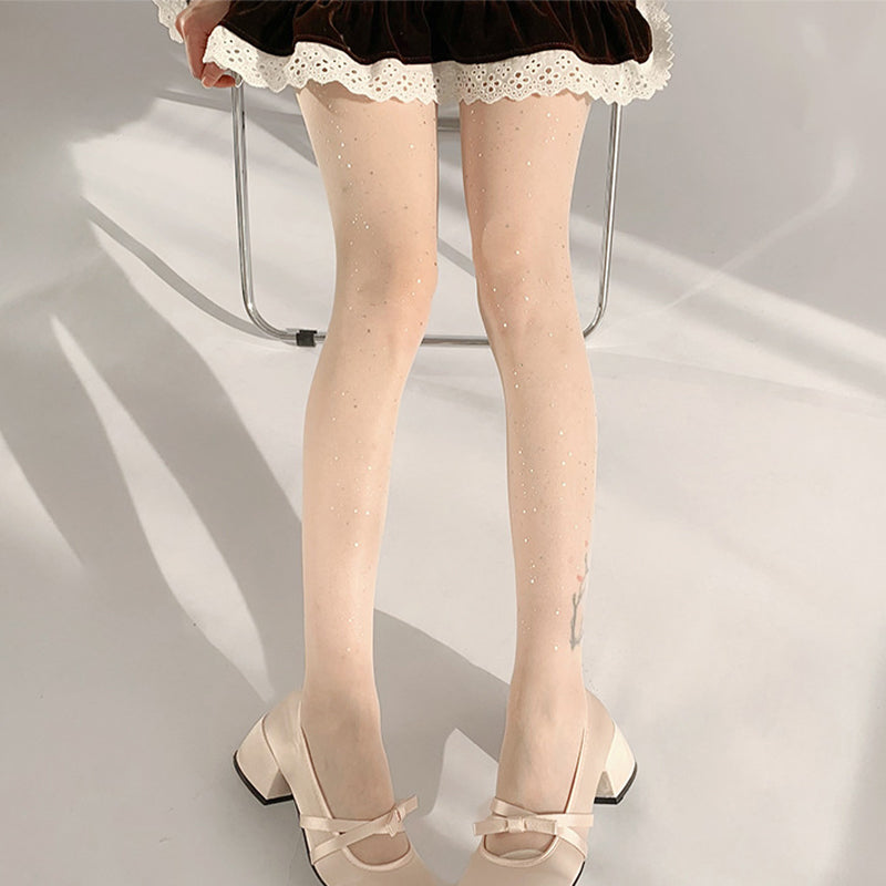 🌸 Wiosenne promocje💐 Modne, seksowne pończochy damskie z brokatem i cekinami