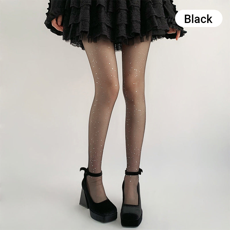 🌸 Wiosenne promocje💐 Modne, seksowne pończochy damskie z brokatem i cekinami
