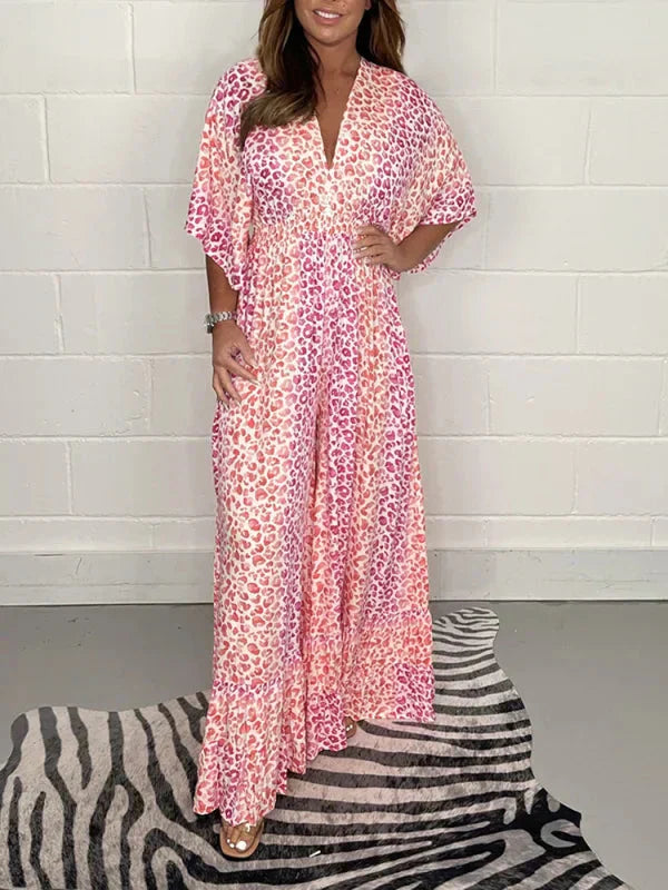 💃2025 Wielokolorowa sukienka z dekoltem w panterkę💝