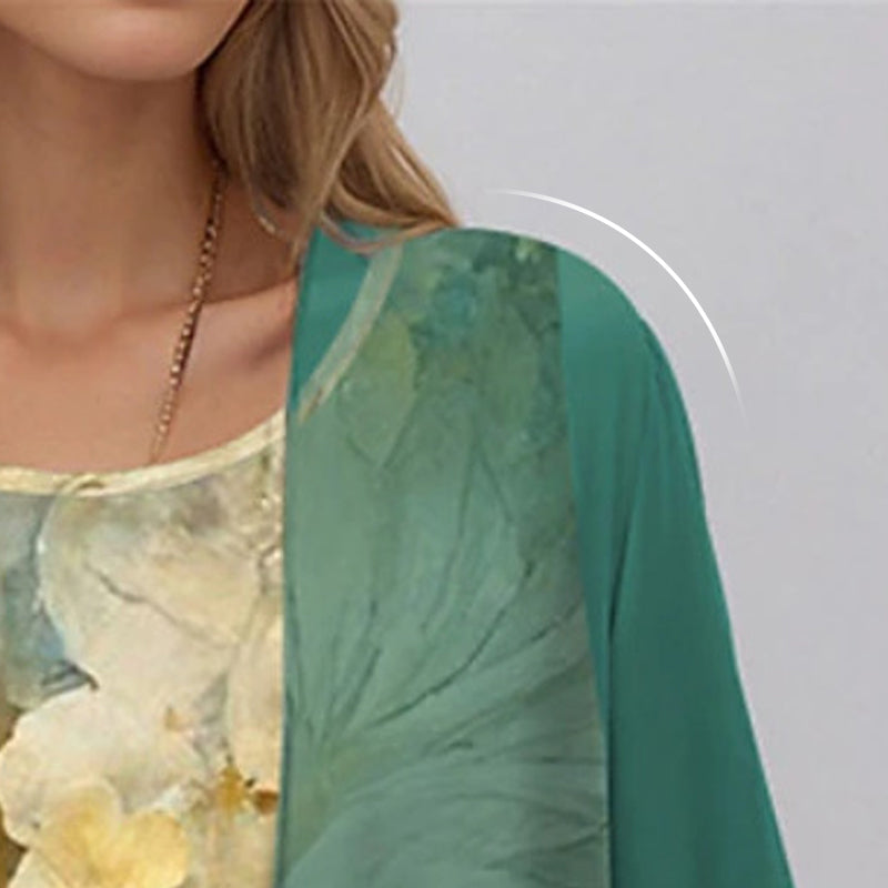 😍Elegancki 2-częściowy zestaw: bluzka z półrękawkiem + sukienka