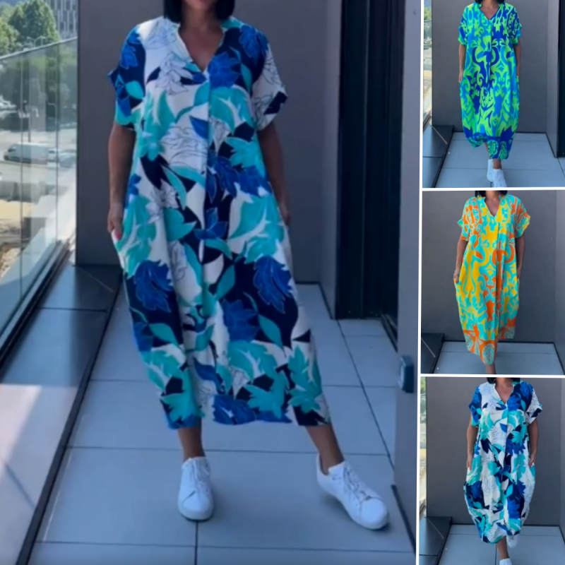 🌿Damska elegancka sukienka z nadrukiem V-Neck