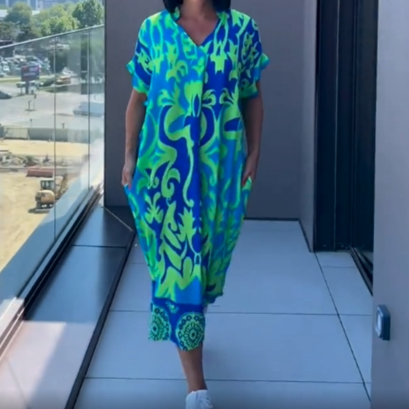 🌿Damska elegancka sukienka z nadrukiem V-Neck