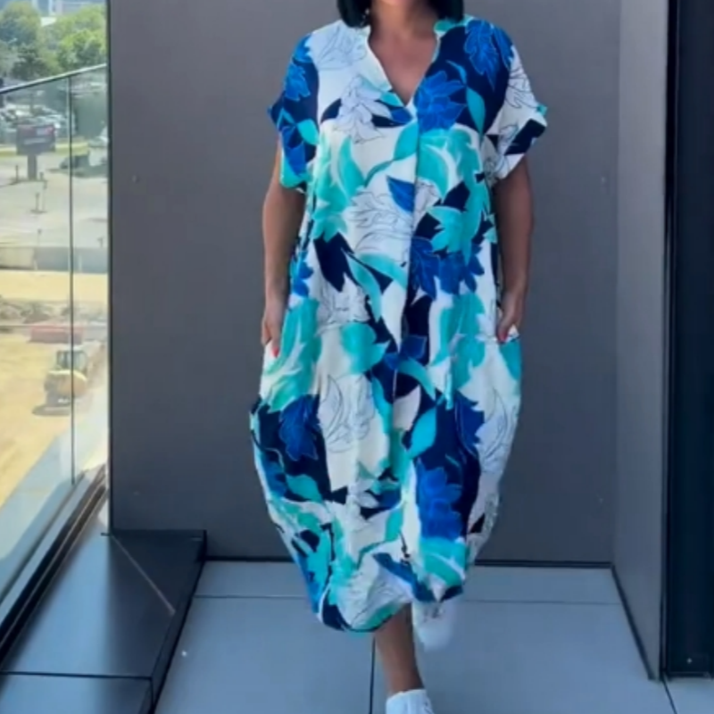 🌿Damska elegancka sukienka z nadrukiem V-Neck