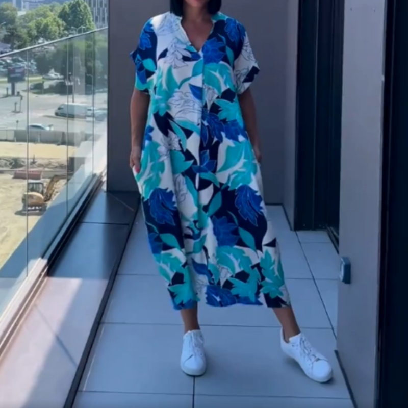 🌿Damska elegancka sukienka z nadrukiem V-Neck