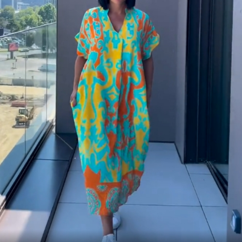 🌿Damska elegancka sukienka z nadrukiem V-Neck