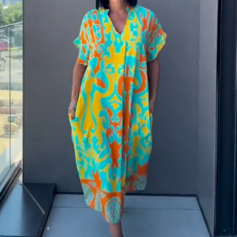 🌿Damska elegancka sukienka z nadrukiem V-Neck