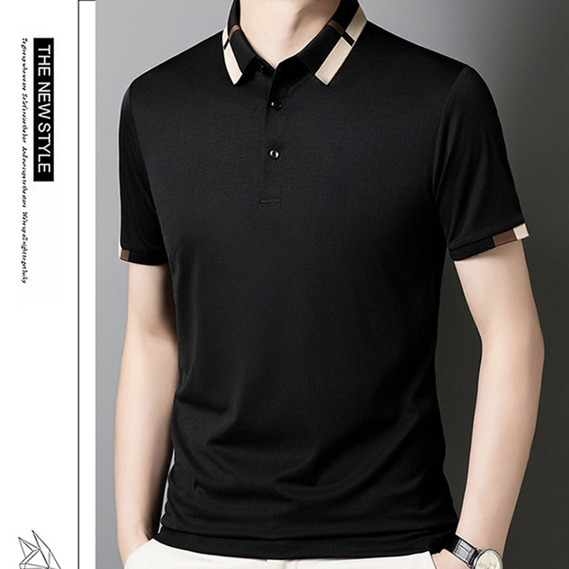 🔥Męska koszulka z krótkim rękawem Stretch Ice Silk z klapami