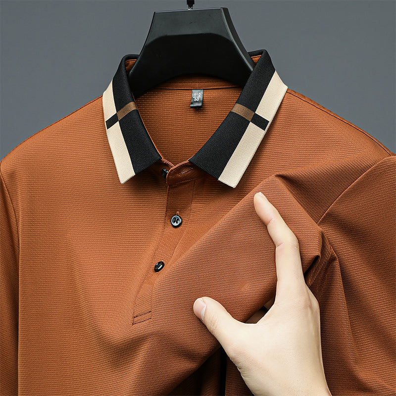 🔥Męska koszulka z krótkim rękawem Stretch Ice Silk z klapami