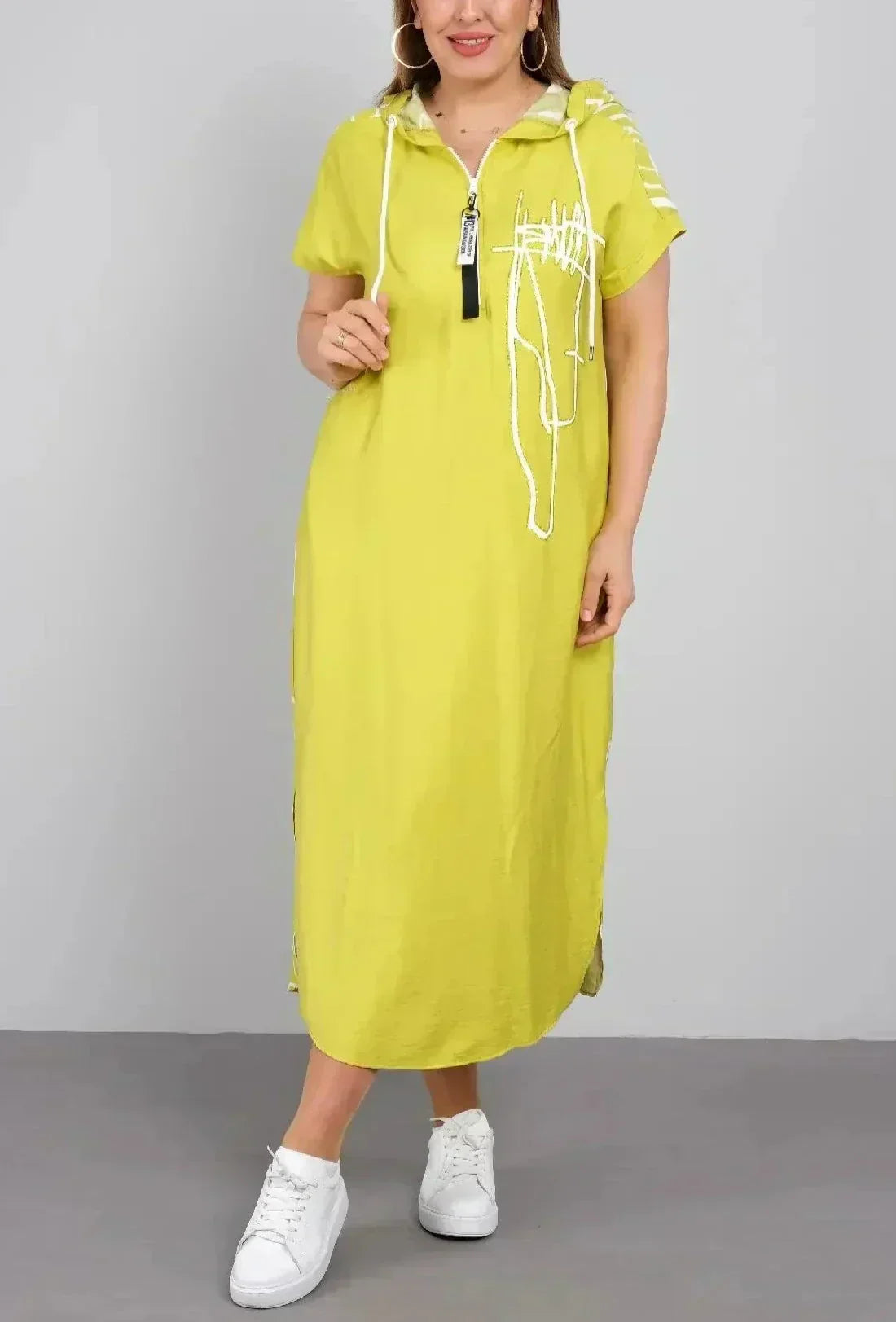 🔥👗Zapinana na zamek sukienka maxi z kapturem