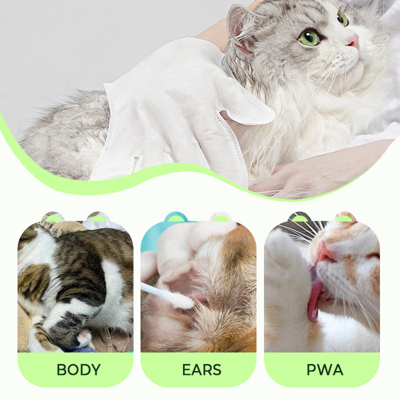 Delikatne rękawice bez spłukiwania do czyszczenia zwierząt domowych