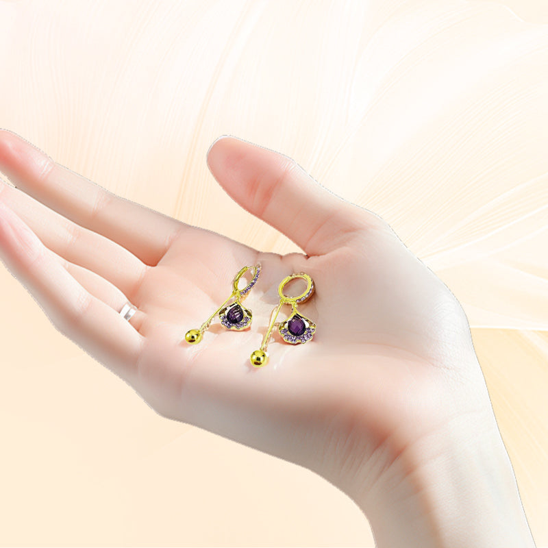 💎Kolczyki z kocim okiem Ginkgo Biloba