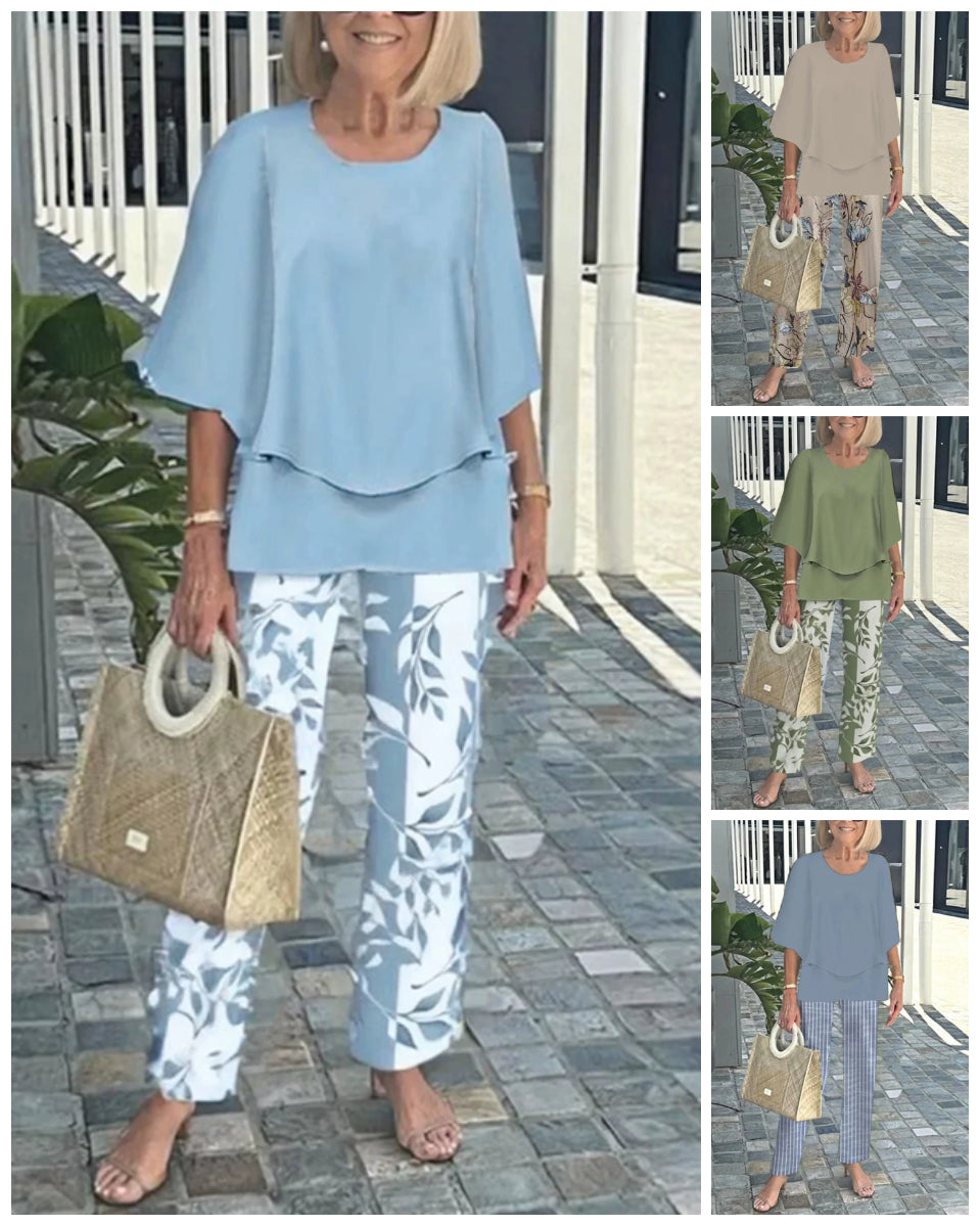 💝Jednolity top + spodnie z nadrukiem