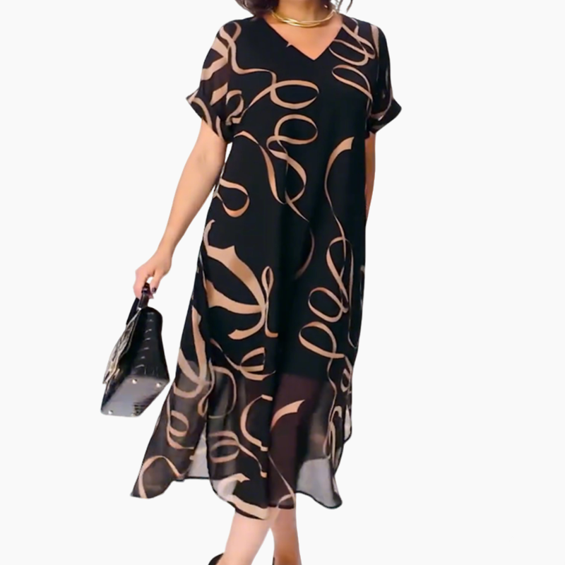 🔥👗2025 Nowa zwiewna sukienka midi z dekoltem V