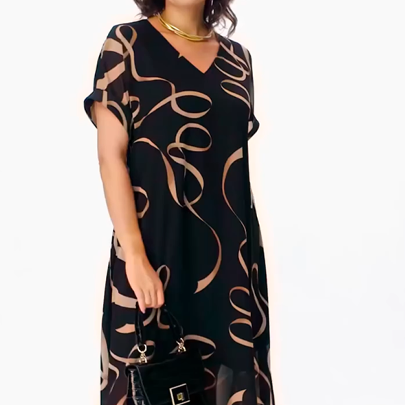 🔥👗2025 Nowa zwiewna sukienka midi z dekoltem V