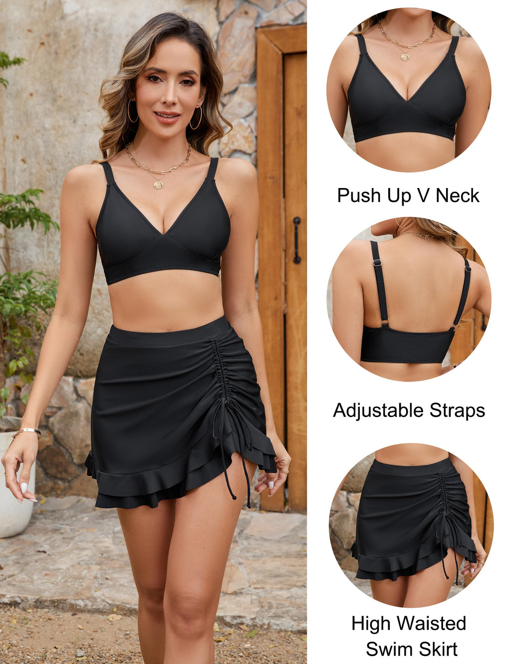 🔥👙2025 Damski komplet bikini z wysokim stanem i dekoltem w szpic