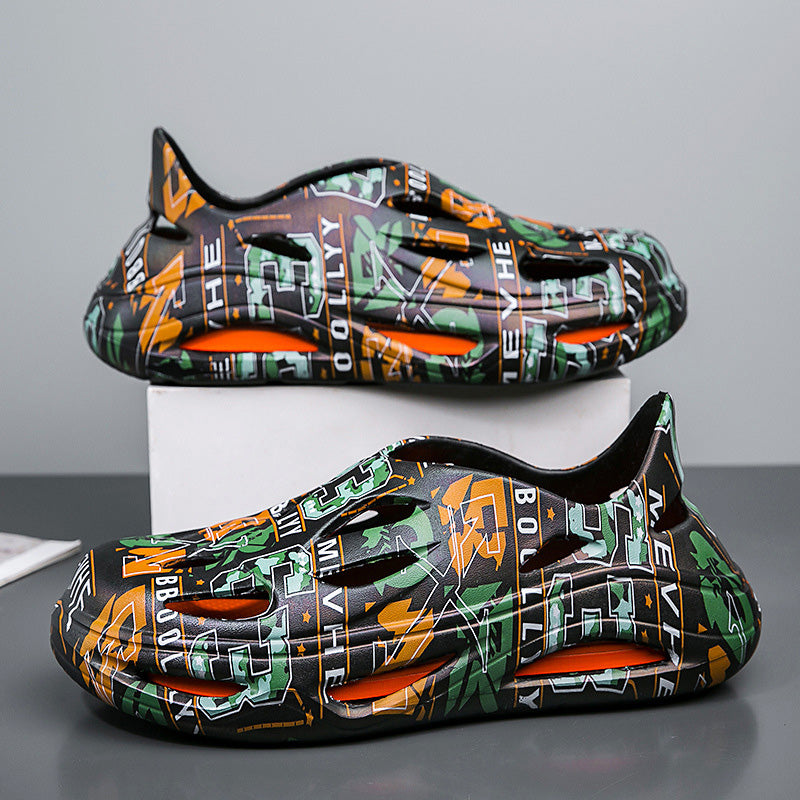 ✨👟Męskie modne antypoślizgowe kapcie zewnętrzne z graffiti