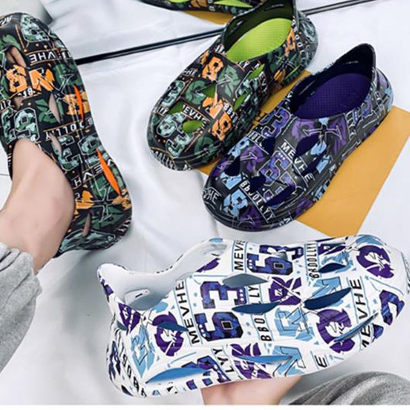 ✨👟Męskie modne antypoślizgowe kapcie zewnętrzne z graffiti