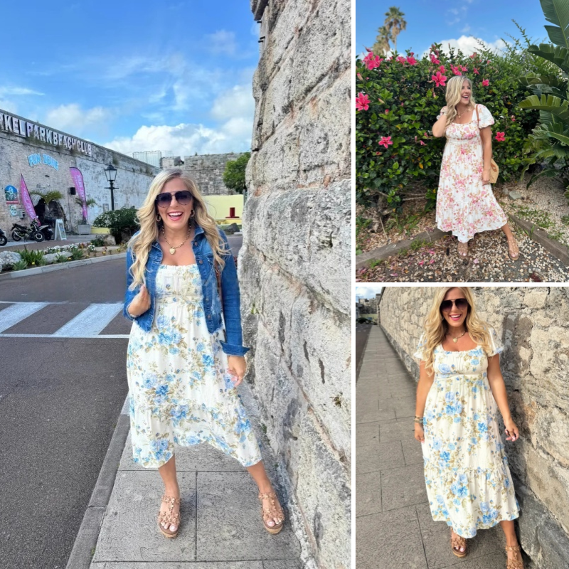 Sukienki damskie z plisowanym dekoltem z nadrukiem