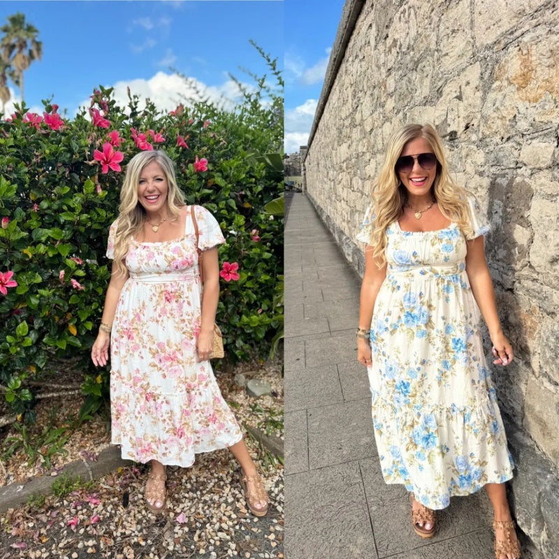 Sukienki damskie z plisowanym dekoltem z nadrukiem