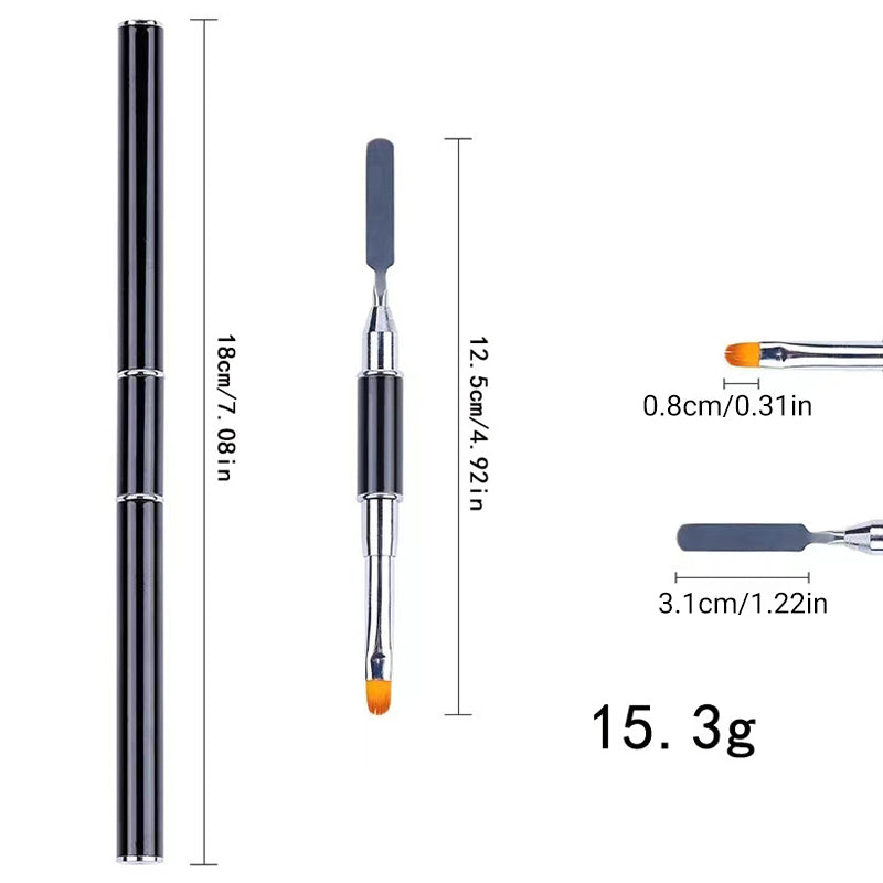 Dwustronny pędzel do zdobienia paznokci ze szpatułką💅