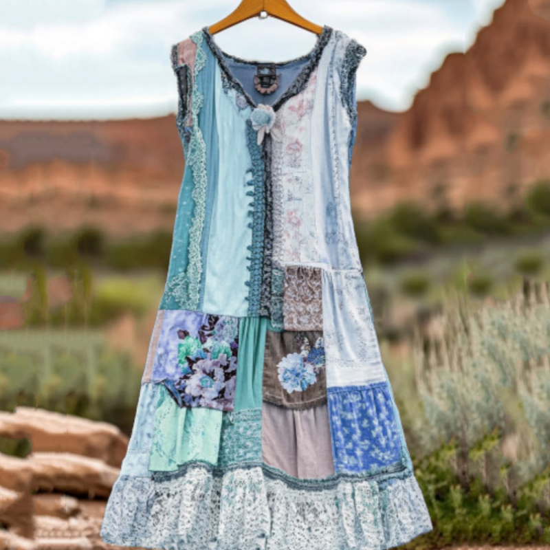 Damska sukienka bez rękawów w kwiaty w stylu vintage