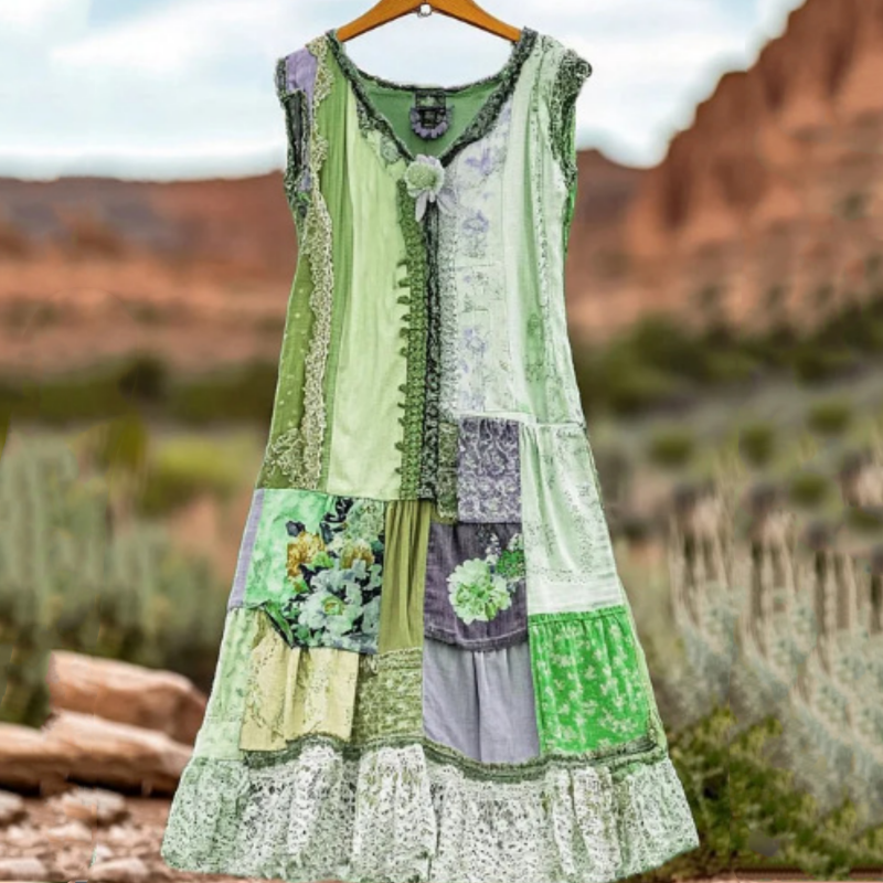 Damska sukienka bez rękawów w kwiaty w stylu vintage