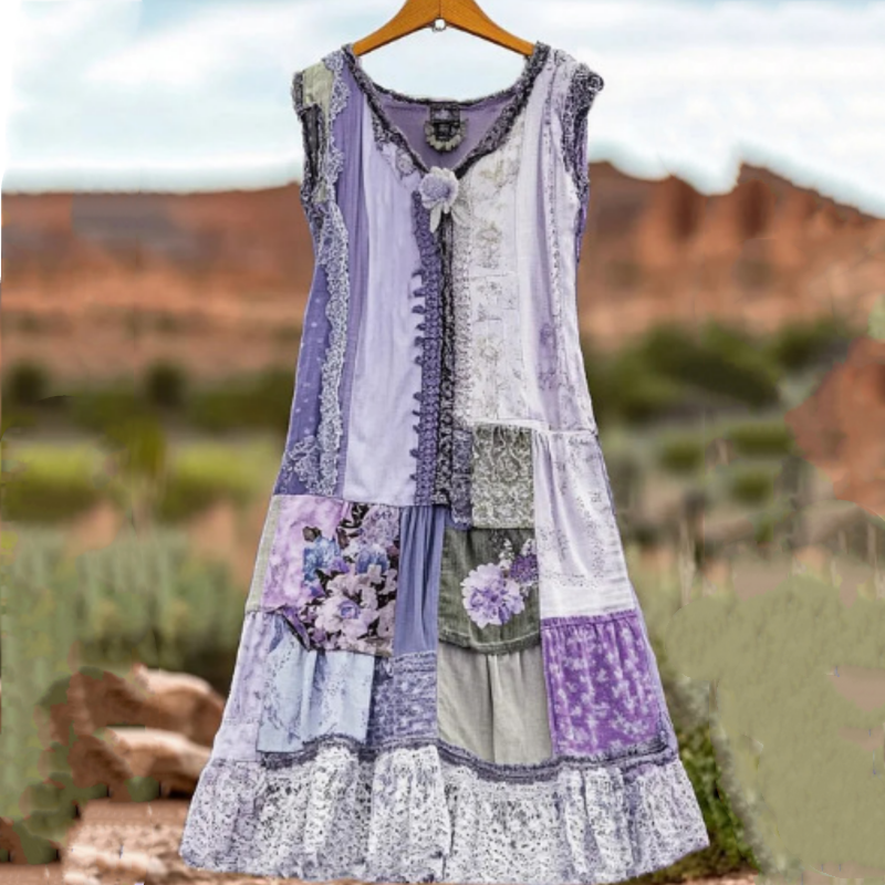 Damska sukienka bez rękawów w kwiaty w stylu vintage