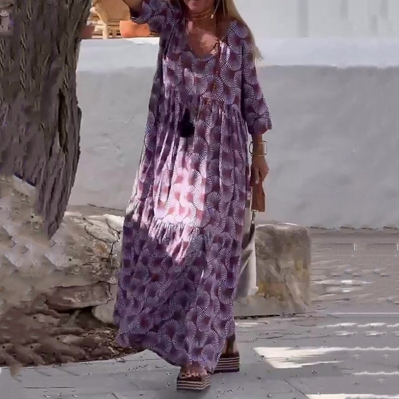 🔥2025 Nowa gorąca sprzedaż 🔥 Geometryczne Drukowanie Sukienki Plusy Rozmiar