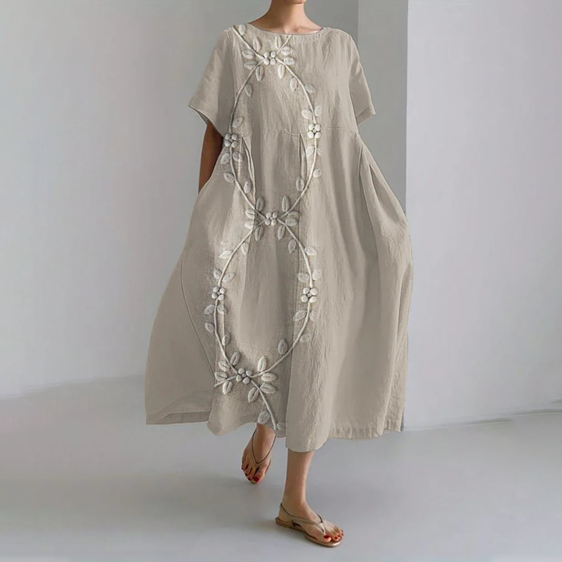 100% lniana wygodna sukienka maxi