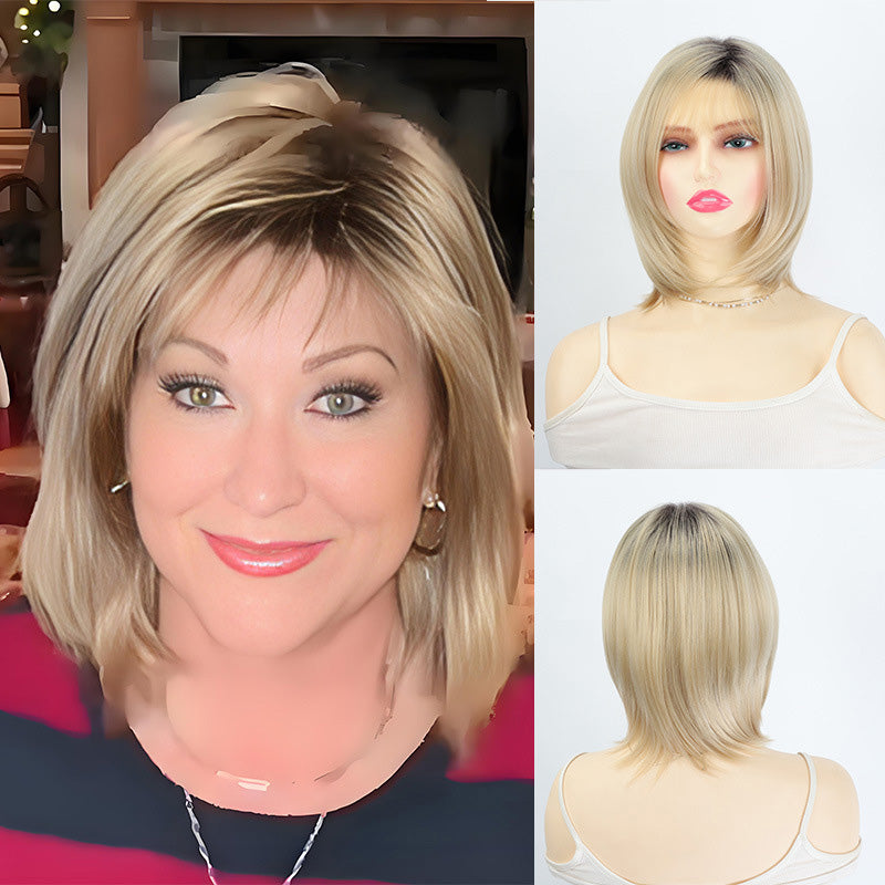 Modna damska peruka do ramion z grzywką